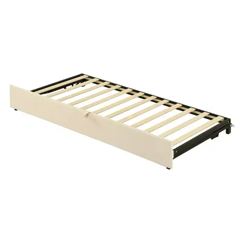 Divano letto imbottito con letto estraibile a scomparsa, Struttura letto singolo in legno con letto estraibile estensibile, Divano letto a capitonné
