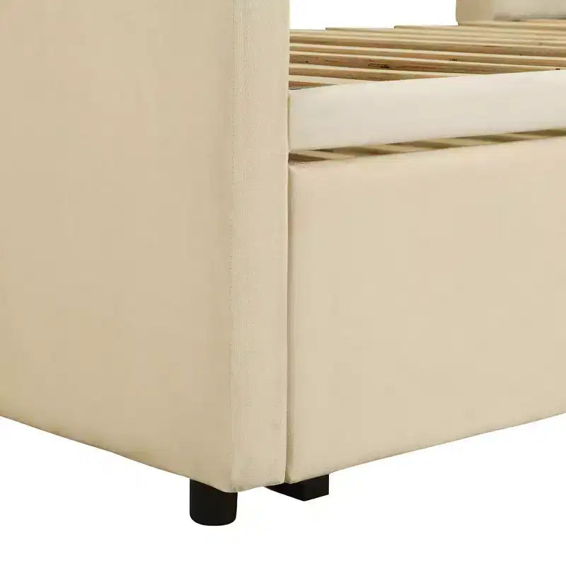 Divano letto imbottito con letto estraibile a scomparsa, Struttura letto singolo in legno con letto estraibile estensibile, Divano letto a capitonné