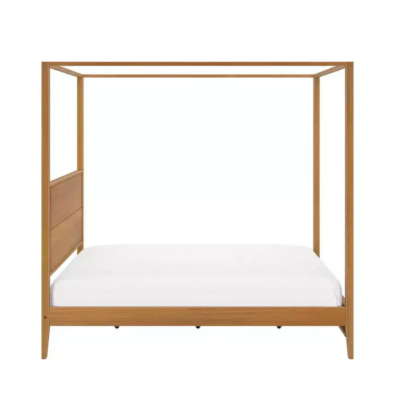 Letto a Baldacchino Haven con Palo Quadrato e Testiera in Legno (Queen)