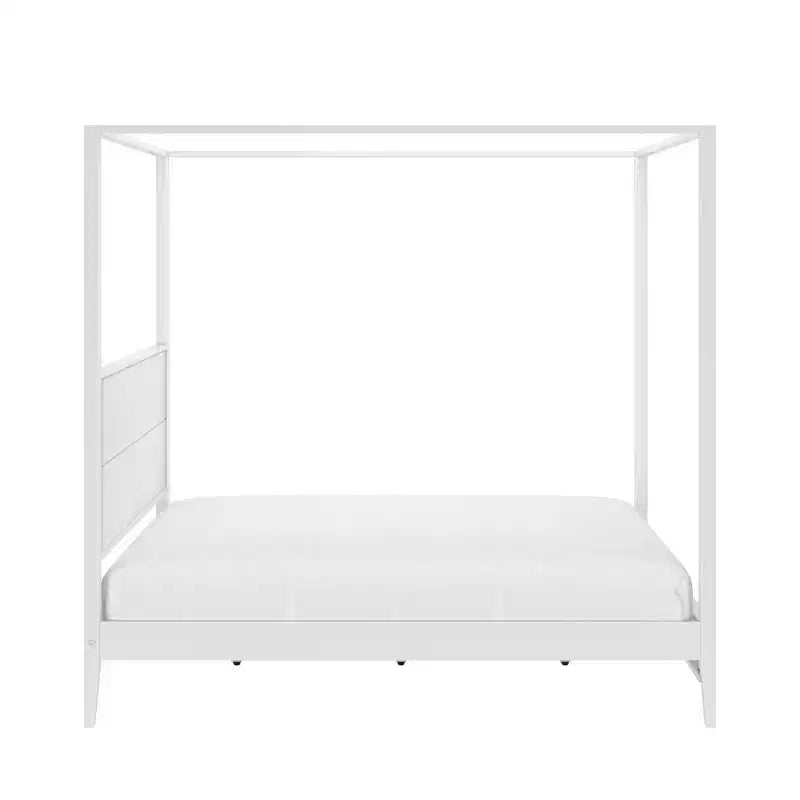 Letto a Baldacchino Haven con Palo Quadrato e Testiera in Legno (Queen)