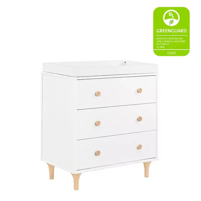 Comodino fasciatoio Babyletto Lolly a 3 cassetti con vassoio fasciatoio rimovibile