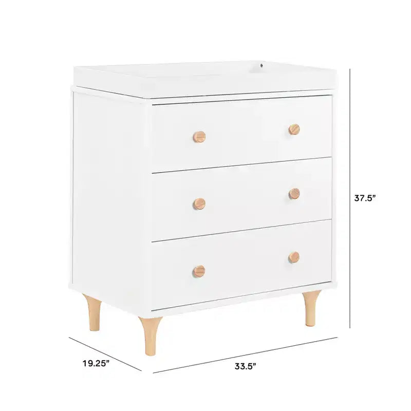 Comodino fasciatoio Babyletto Lolly a 3 cassetti con vassoio fasciatoio rimovibile