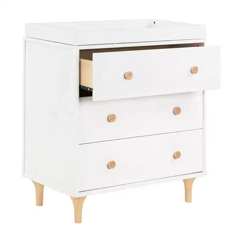 Comodino fasciatoio Babyletto Lolly a 3 cassetti con vassoio fasciatoio rimovibile