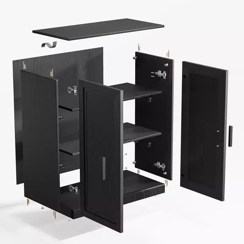 PexFix Armadietto dispensa in legno 36, credenza moderna con 2 ante e ripiano regolabile per soggiorno, sala da pranzo, ingresso, nero