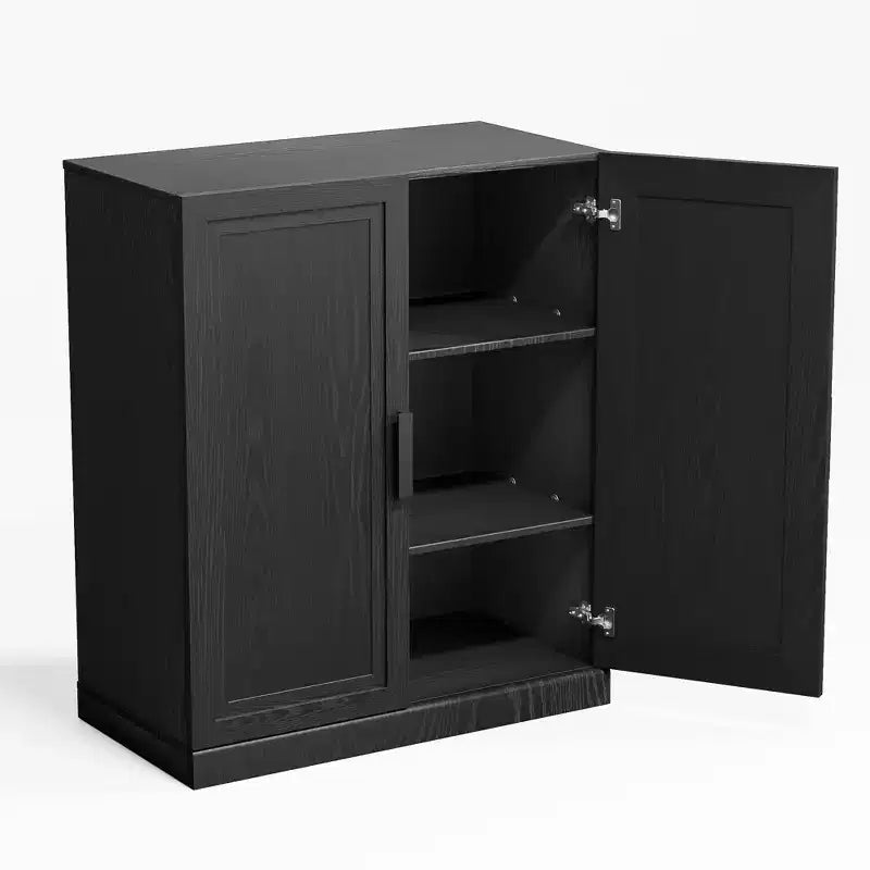 PexFix Armadietto dispensa in legno 36, credenza moderna con 2 ante e ripiano regolabile per soggiorno, sala da pranzo, ingresso, nero