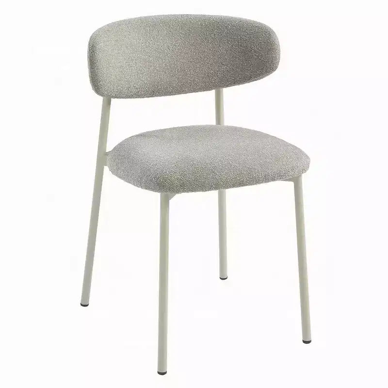 Set di 2 sedie da pranzo Royal Hampton, in tessuto grigio chiaro, con struttura in metallo bianco