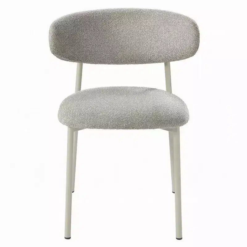 Set di 2 sedie da pranzo Royal Hampton, in tessuto grigio chiaro, con struttura in metallo bianco