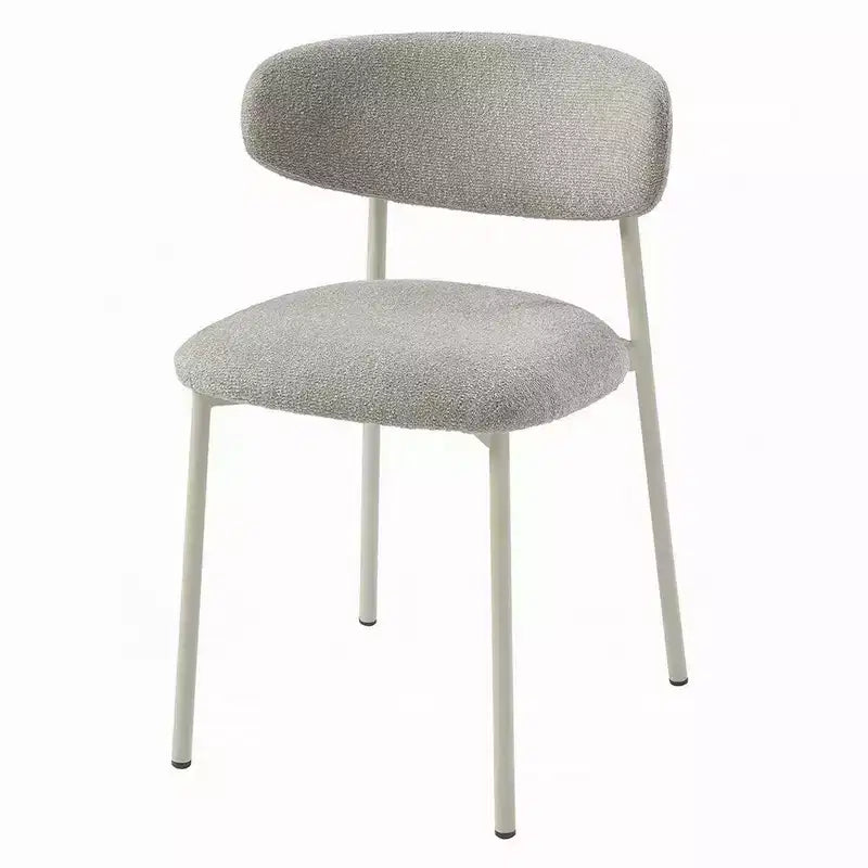 Set di 2 sedie da pranzo Royal Hampton, in tessuto grigio chiaro, con struttura in metallo bianco