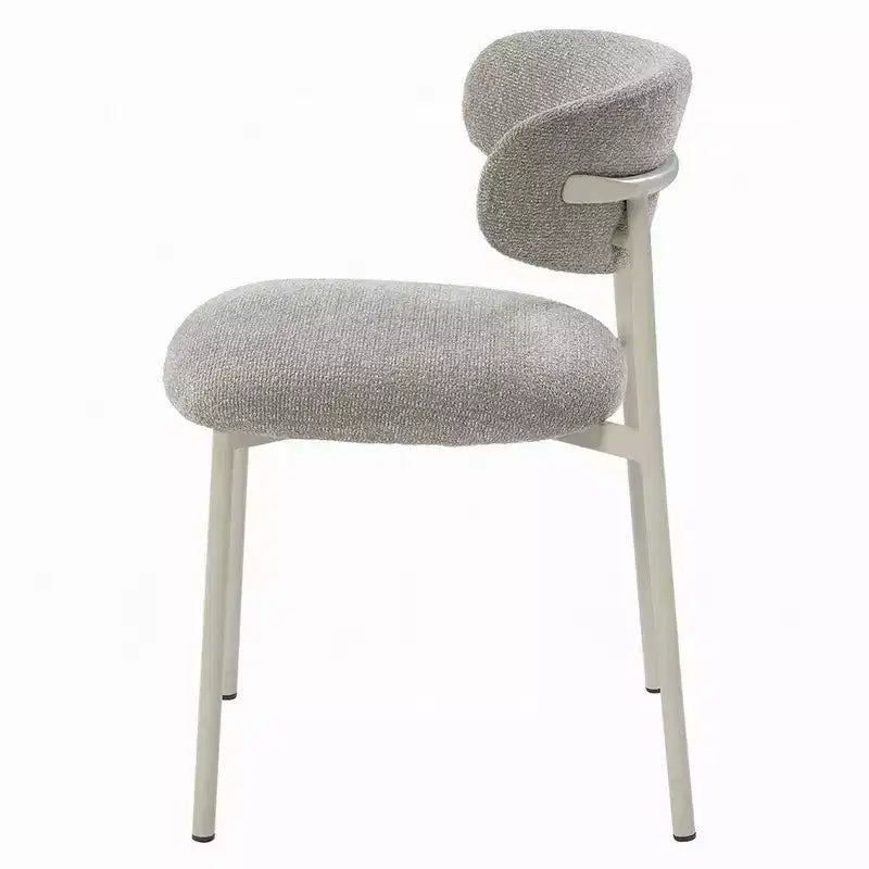 Set di 2 sedie da pranzo Royal Hampton, in tessuto grigio chiaro, con struttura in metallo bianco