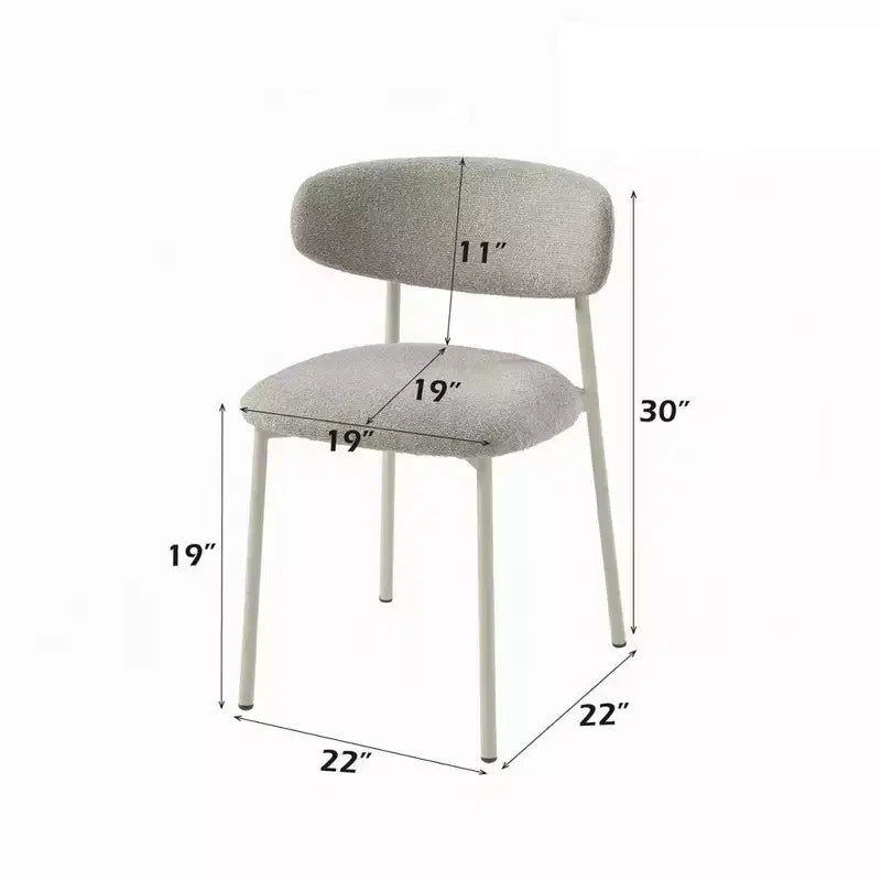 Set di 2 sedie da pranzo Royal Hampton, in tessuto grigio chiaro, con struttura in metallo bianco