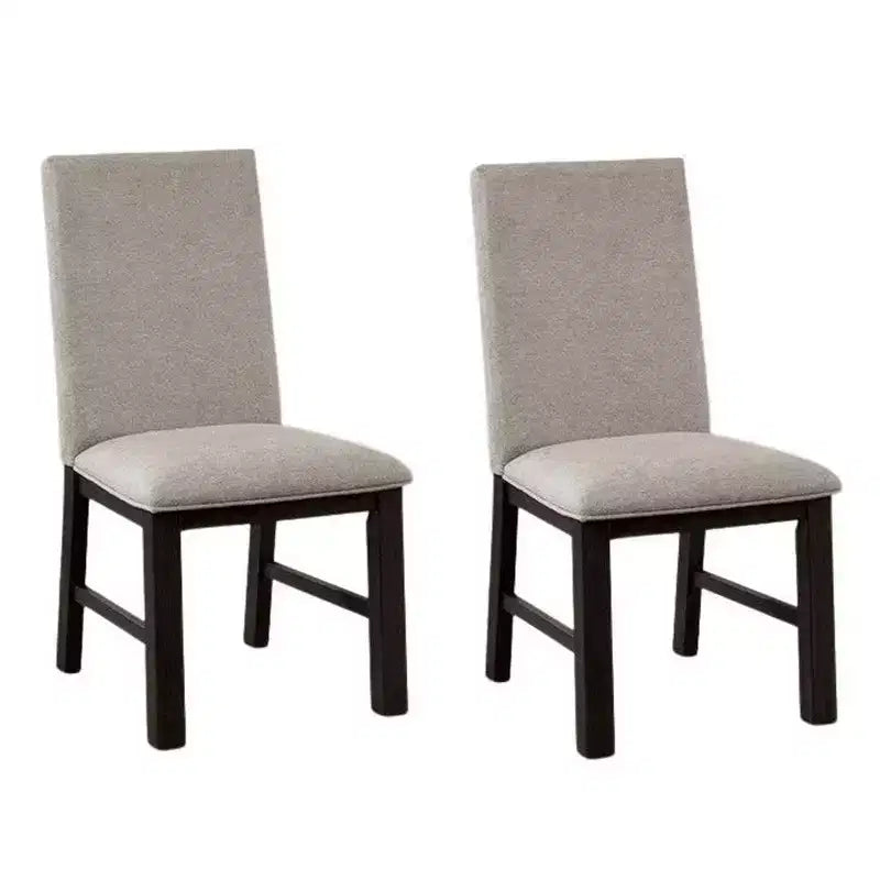 Set di 2 sedie da pranzo Royal Hampton, legno nero, poliestere grigio plissettato