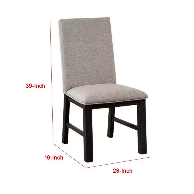 Set di 2 sedie da pranzo Royal Hampton, legno nero, poliestere grigio plissettato