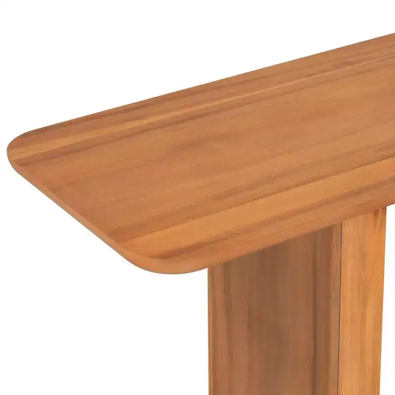 Consolle Okak in Legno Naturale con Base a U, Tavolo da Ingresso ad Angoli Curvi per Soggiorno, Corridoio