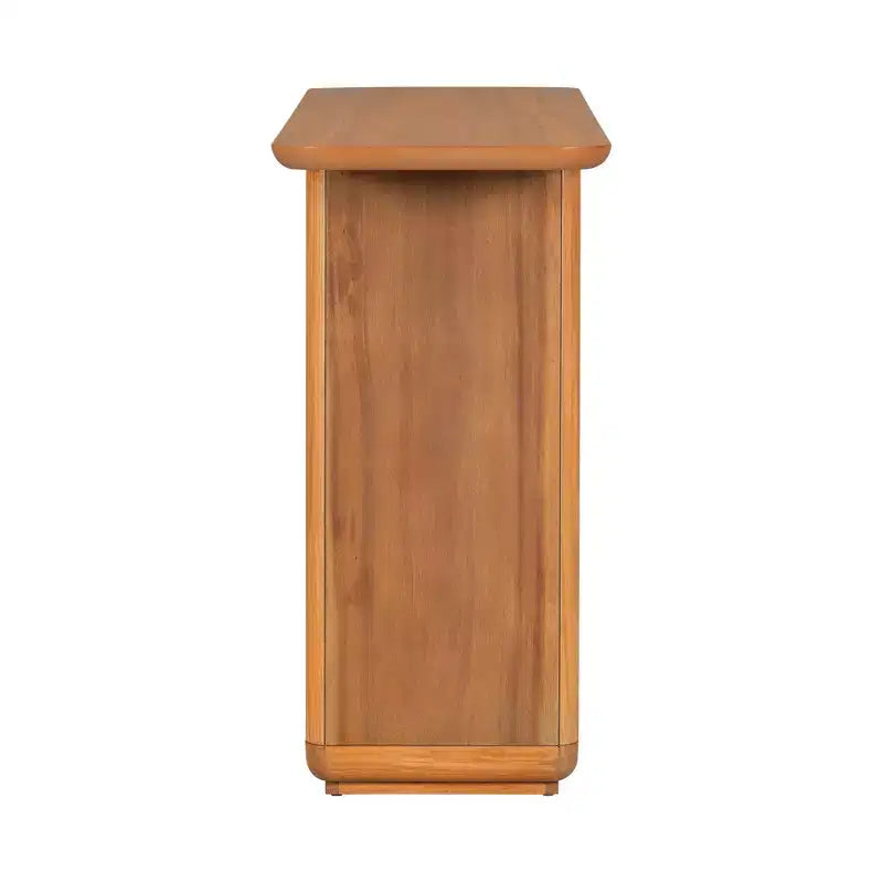 Consolle Okak in Legno Naturale con Base a U, Tavolo da Ingresso ad Angoli Curvi per Soggiorno, Corridoio