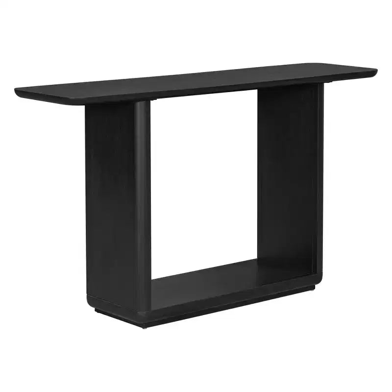 Consolle Okak in Legno Naturale con Base a U, Tavolo da Ingresso ad Angoli Curvi per Soggiorno, Corridoio