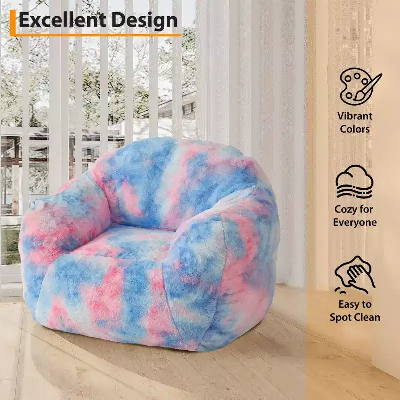 COZONY Poltrona a sacco per bambini da 99 cm - Morbido divano in peluche con imbottitura in spugna, schienale e braccioli, sedia da lettura con capacità di 17 kg