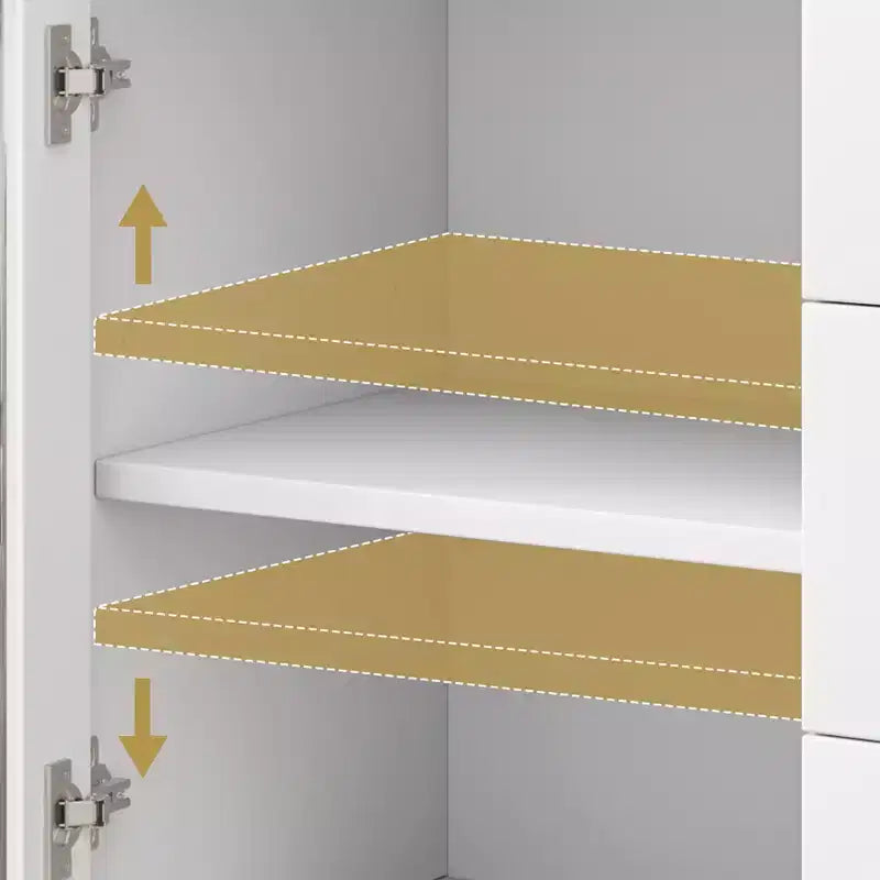 Credenza a Buffet, Mobile da Cucina con 2 Ante Scanalate e 3 Cassetti, Mobile Bar Moderno con Scaffale Regolabile per Soggiorno, Sala da Pranzo