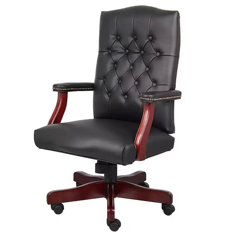 Sedia da ufficio HomeStock, altezza regolabile 104 cm, seduta in materiale Caresoft nero con rotelle/ruote