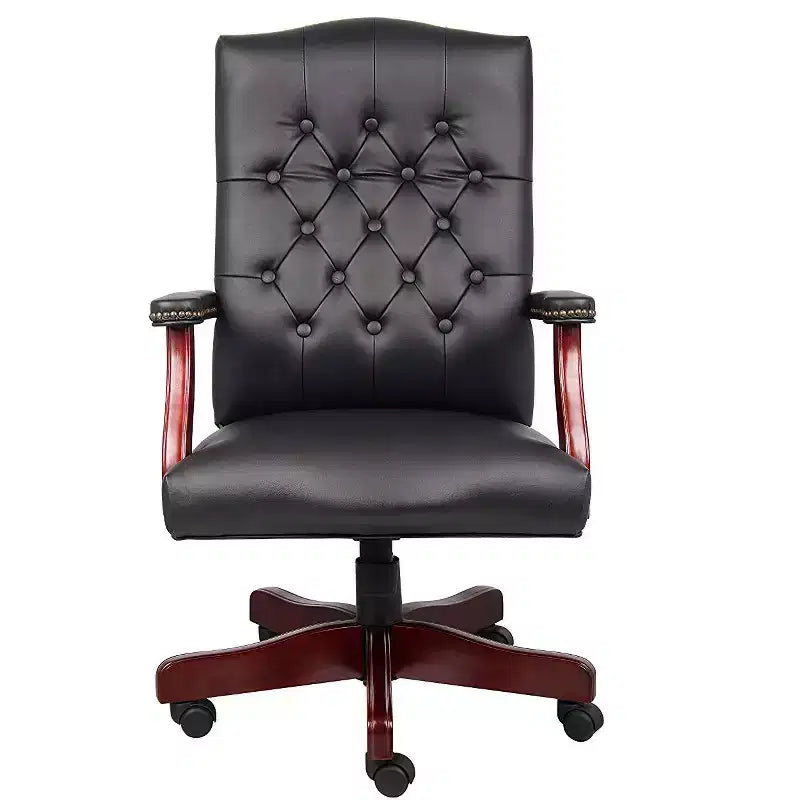 Sedia da ufficio HomeStock, altezza regolabile 104 cm, seduta in materiale Caresoft nero con rotelle/ruote
