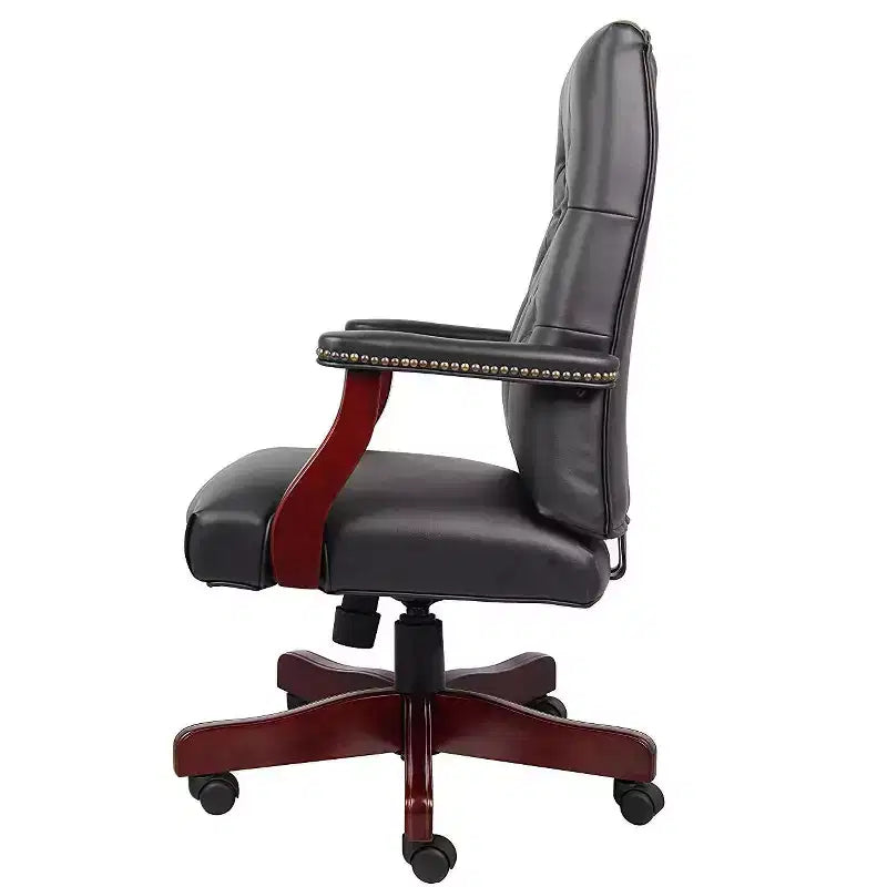Sedia da ufficio HomeStock, altezza regolabile 104 cm, seduta in materiale Caresoft nero con rotelle/ruote
