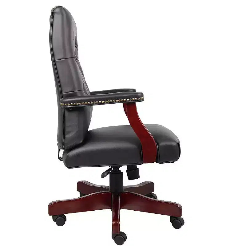 Sedia da ufficio HomeStock, altezza regolabile 104 cm, seduta in materiale Caresoft nero con rotelle/ruote