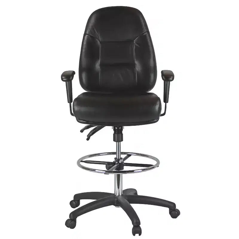HomeStock, sedia da ufficio con rotelle, seduta in schiuma nera regolabile in altezza 103,5 cm