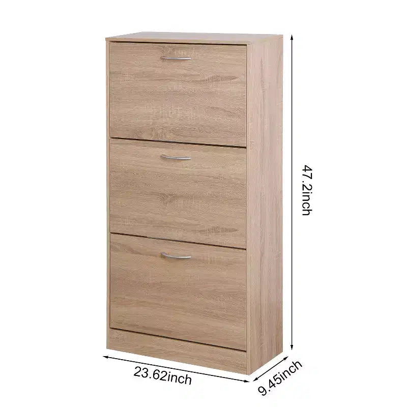 GDFStudio Enzo Mobile Scarpiera Moderno 24 in Legno con Maniglie Argentate e 3 Cassetti a Ribalta