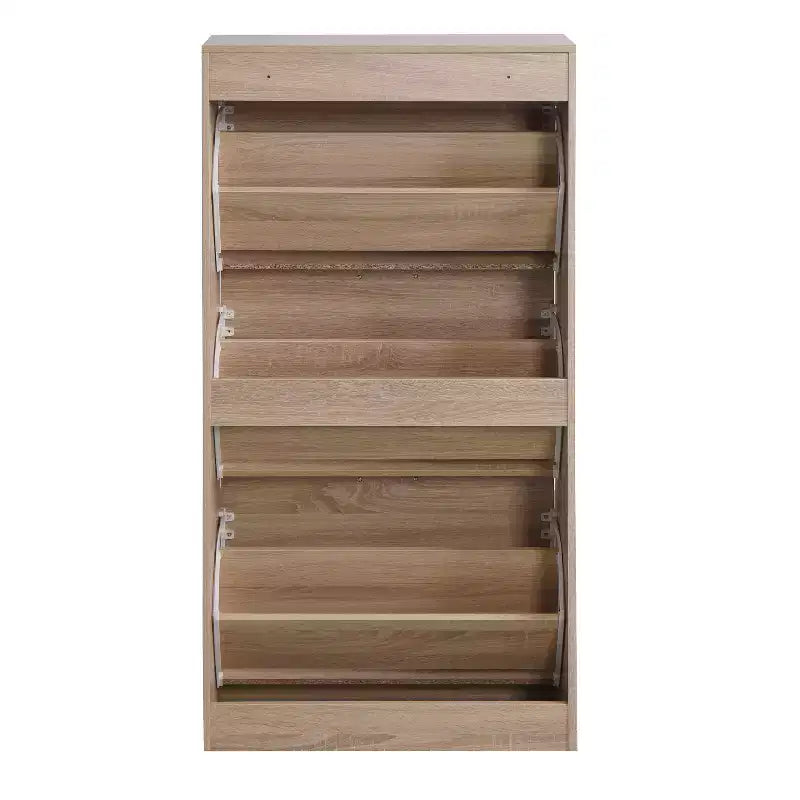 GDFStudio Enzo Mobile Scarpiera Moderno 24 in Legno con Maniglie Argentate e 3 Cassetti a Ribalta