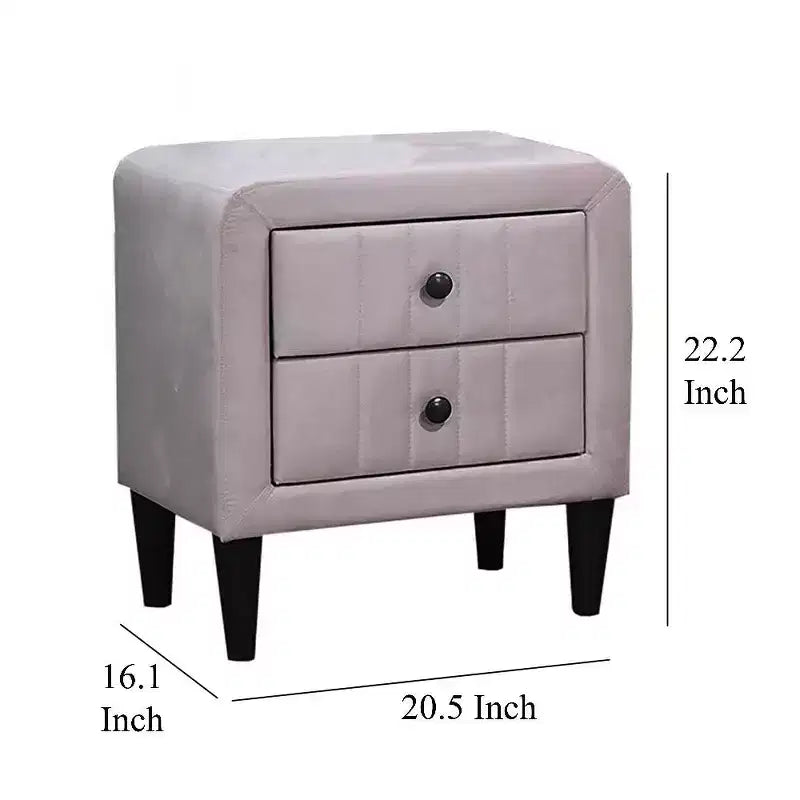 Comodino Royal Hampton, 2 cassetti, 56 cm, rivestito in velluto rosa chiaro