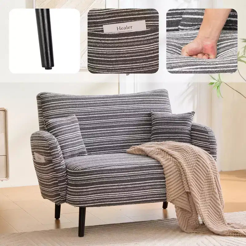 Divano moderno a seduta profonda Zeus & Ruta con braccioli ultra confortevoli, cuscini e tasche portaoggetti