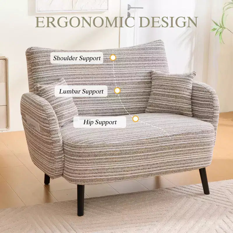 Divano moderno a seduta profonda Zeus & Ruta con braccioli ultra confortevoli, cuscini e tasche portaoggetti