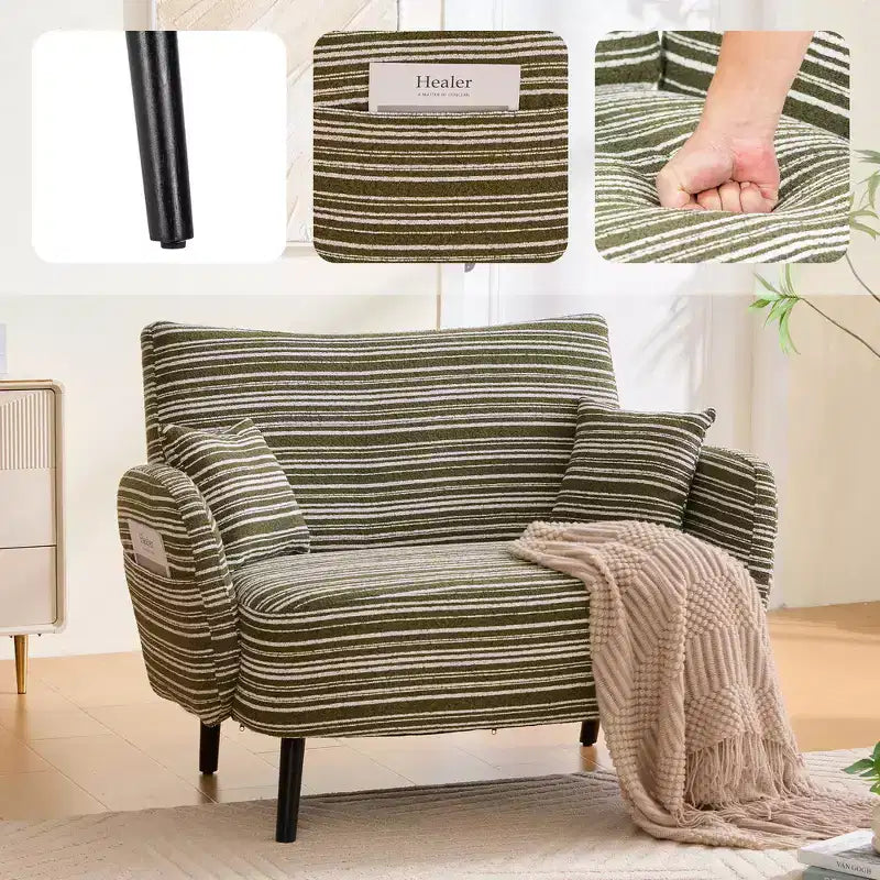 Divano moderno a seduta profonda Zeus & Ruta con braccioli ultra confortevoli, cuscini e tasche portaoggetti