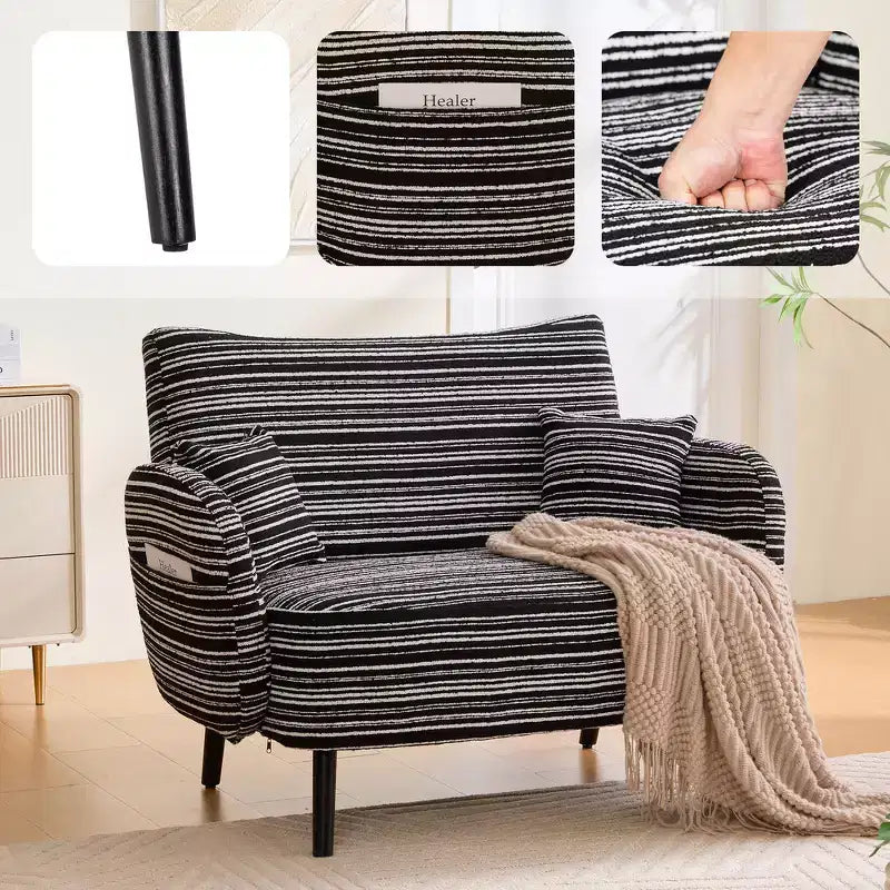 Divano moderno a seduta profonda Zeus & Ruta con braccioli ultra confortevoli, cuscini e tasche portaoggetti