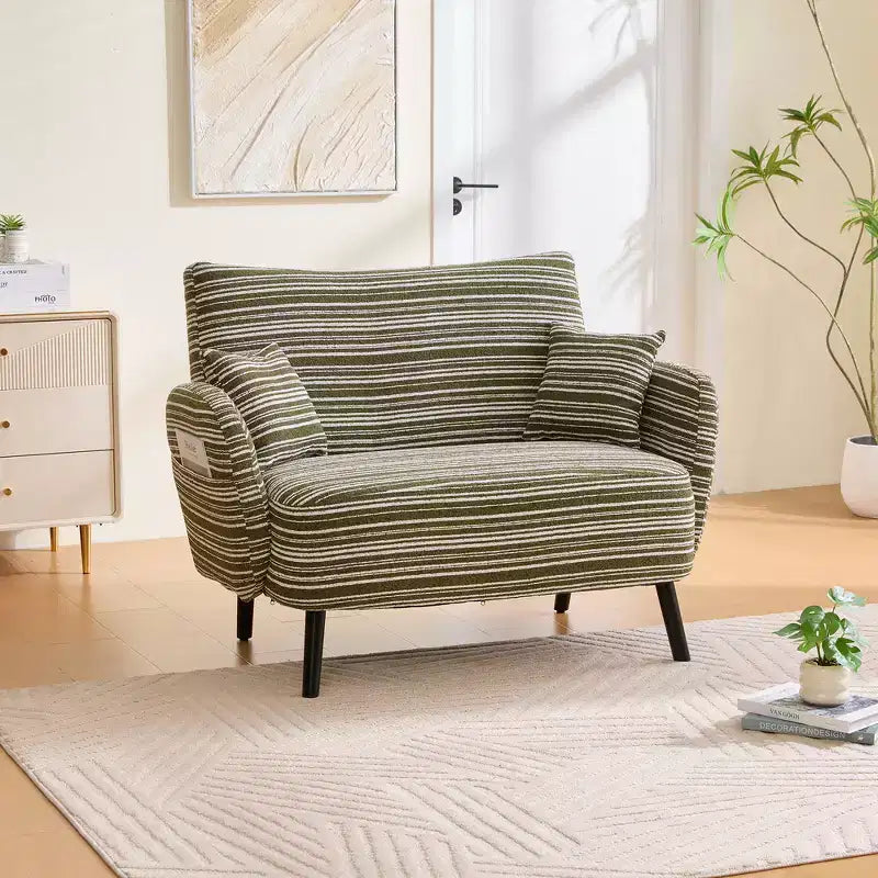 Divano moderno a seduta profonda Zeus & Ruta con braccioli ultra confortevoli, cuscini e tasche portaoggetti