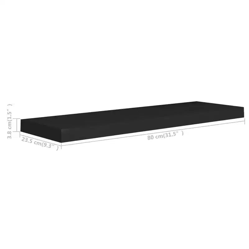 Mensola da parete Nera a nido d'ape in MDF, struttura in metallo 80 x 23,5 x 3,8 cm