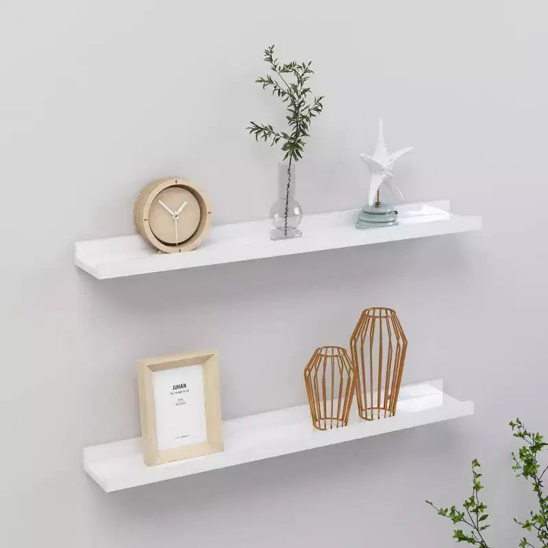 Wall Shelf Set of 2 High gloss white MDF 23.6x3.5x1.2 in