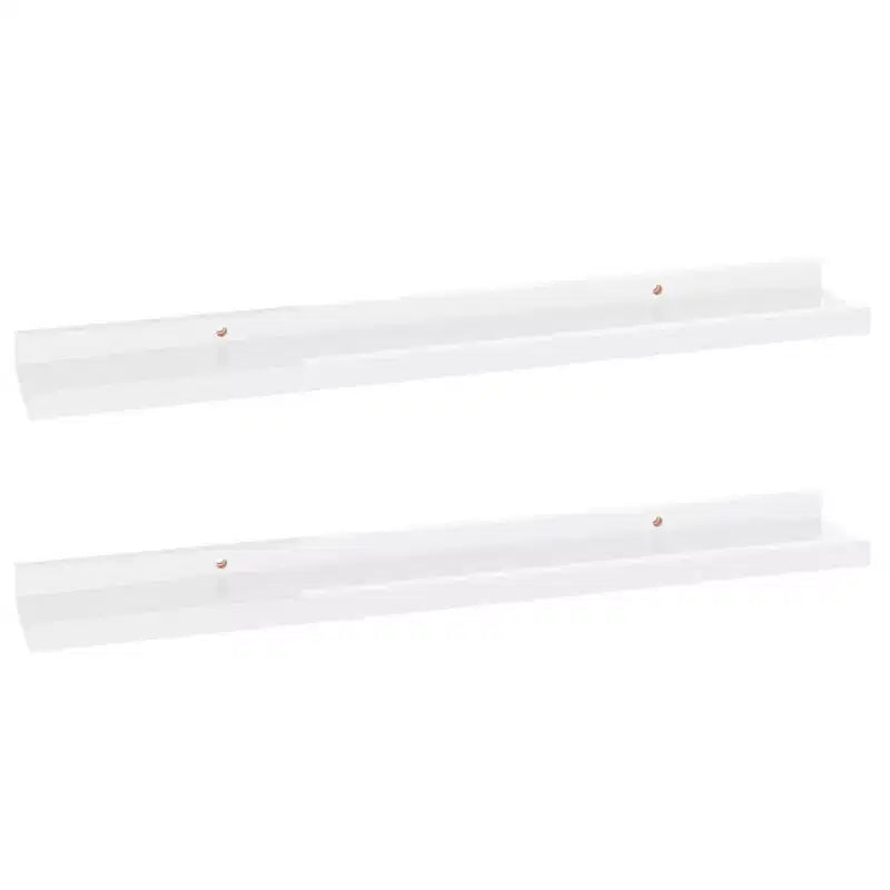 Set di 2 mensole a muro in MDF bianco lucido 60x9x3 cm