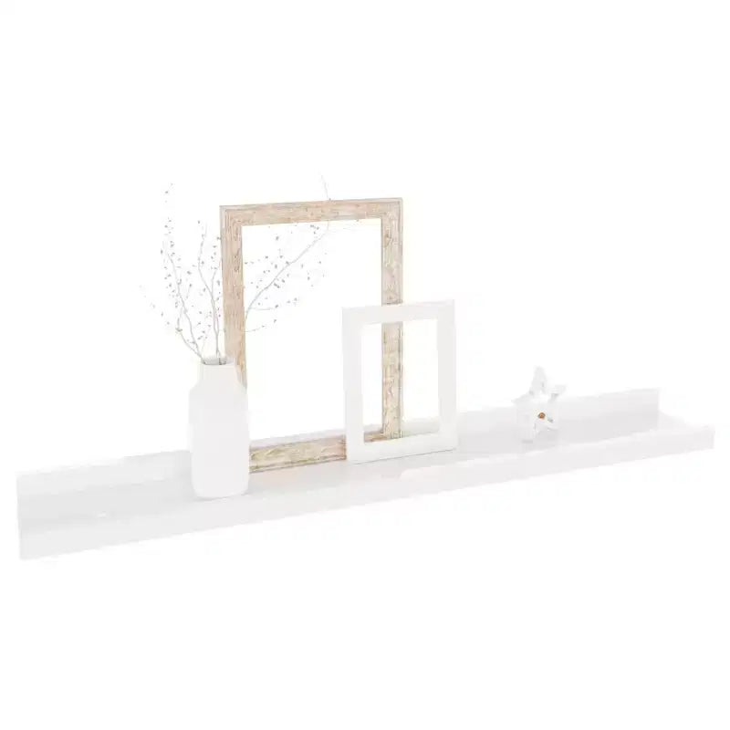 Set di 2 mensole a muro in MDF bianco lucido 60x9x3 cm