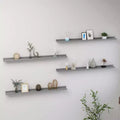 Wall Shelf Set of 4 Grey MDF Wall Shelf Rectangular Modern