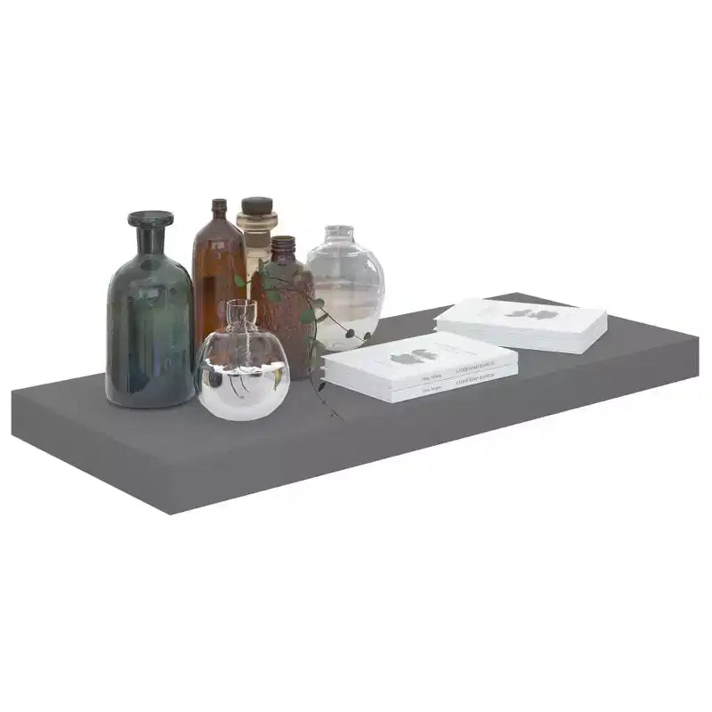 Set di 2 mensole a muro grigio lucido a nido d'ape in MDF e metallo