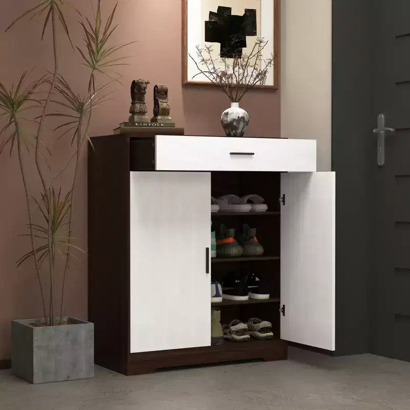 GDFStudio Tyra 31 Mobiletto Moderno in Legno con 4 Ripiani Porta Scarpe, 1 Cassetto e Ripiani Regolabili