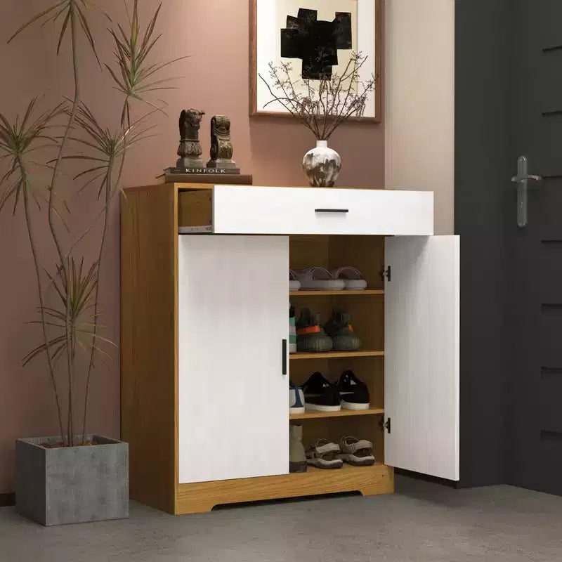 GDFStudio Tyra 31 Mobiletto Moderno in Legno con 4 Ripiani Porta Scarpe, 1 Cassetto e Ripiani Regolabili