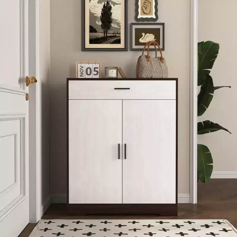 GDFStudio Tyra 31 Mobiletto Moderno in Legno con 4 Ripiani Porta Scarpe, 1 Cassetto e Ripiani Regolabili