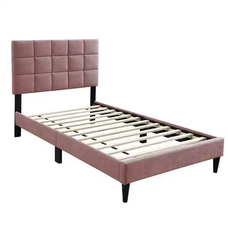 Letto Matrimoniale Royal Hampton, Rivestimento in Lino Rosa Trapuntato, Trapuntatura a Biscotto