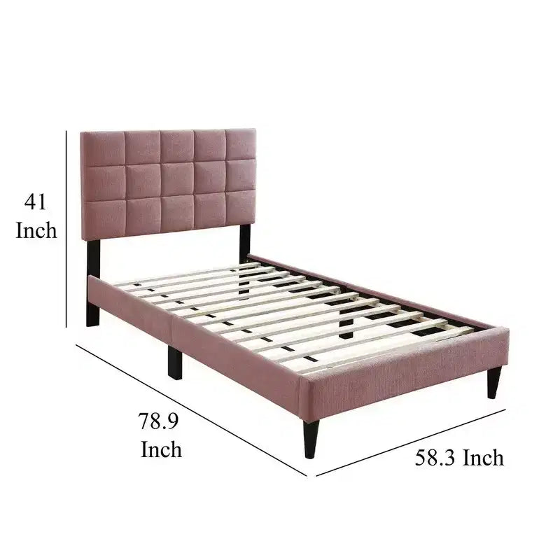 Letto Matrimoniale Royal Hampton, Rivestimento in Lino Rosa Trapuntato, Trapuntatura a Biscotto