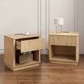 Nightstand with Outlet & USB Port, Modern Bedside Table with Charging Station and Storage Drawer, Modern Design for Small Spaces,Natural Color