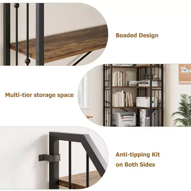 Scaffale angolare a 7 ripiani GustoWave, libreria a L alta 86 cm con struttura in metallo