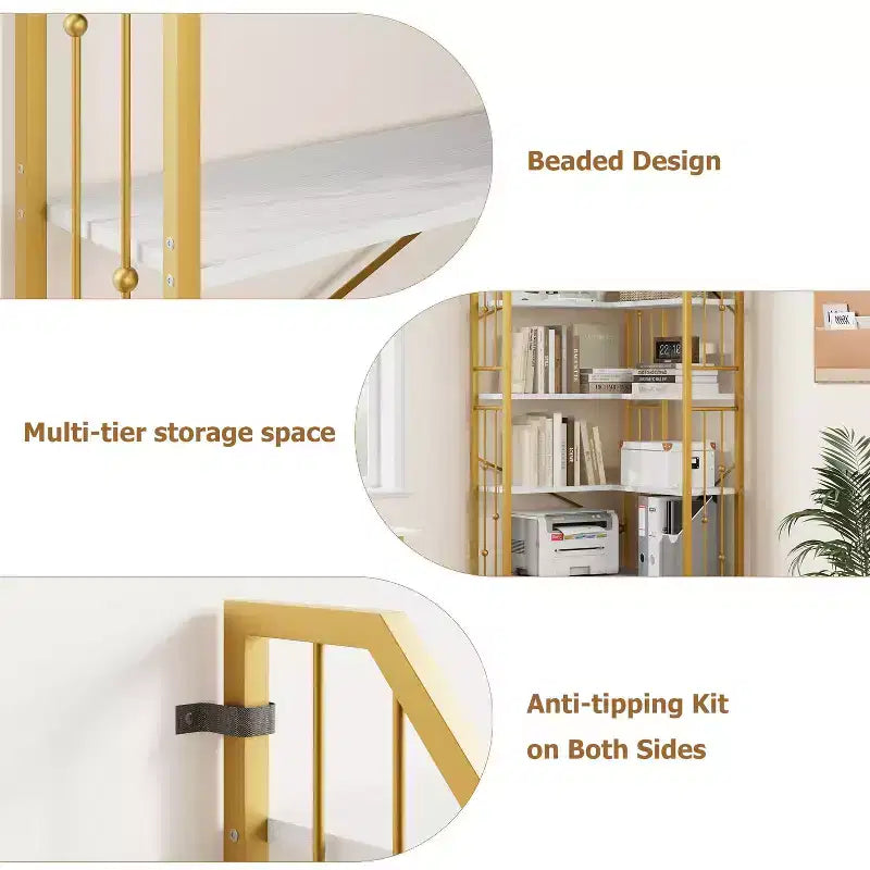 Scaffale angolare a 7 ripiani GustoWave, libreria a L alta 86 cm con struttura in metallo