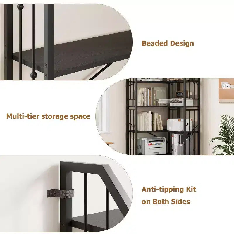 Scaffale angolare a 7 ripiani GustoWave, libreria a L alta 86 cm con struttura in metallo