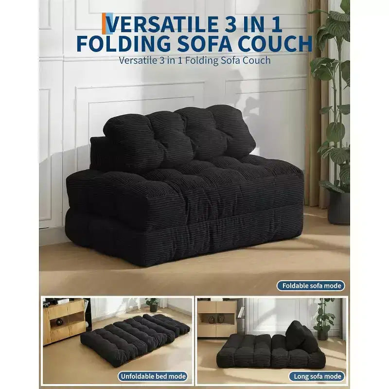 Garvee Divano Letto Sedia 3 in 1 Portatile Pieghevole Matrimoniale con Cuscino, Materasso e Schienale Pieghevole Convertibile, Divano da Terra Portatile
